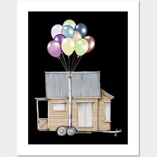 Up! Tiny House On Wheels With Balloons In Chimney, Like Up Movie Posters and Art